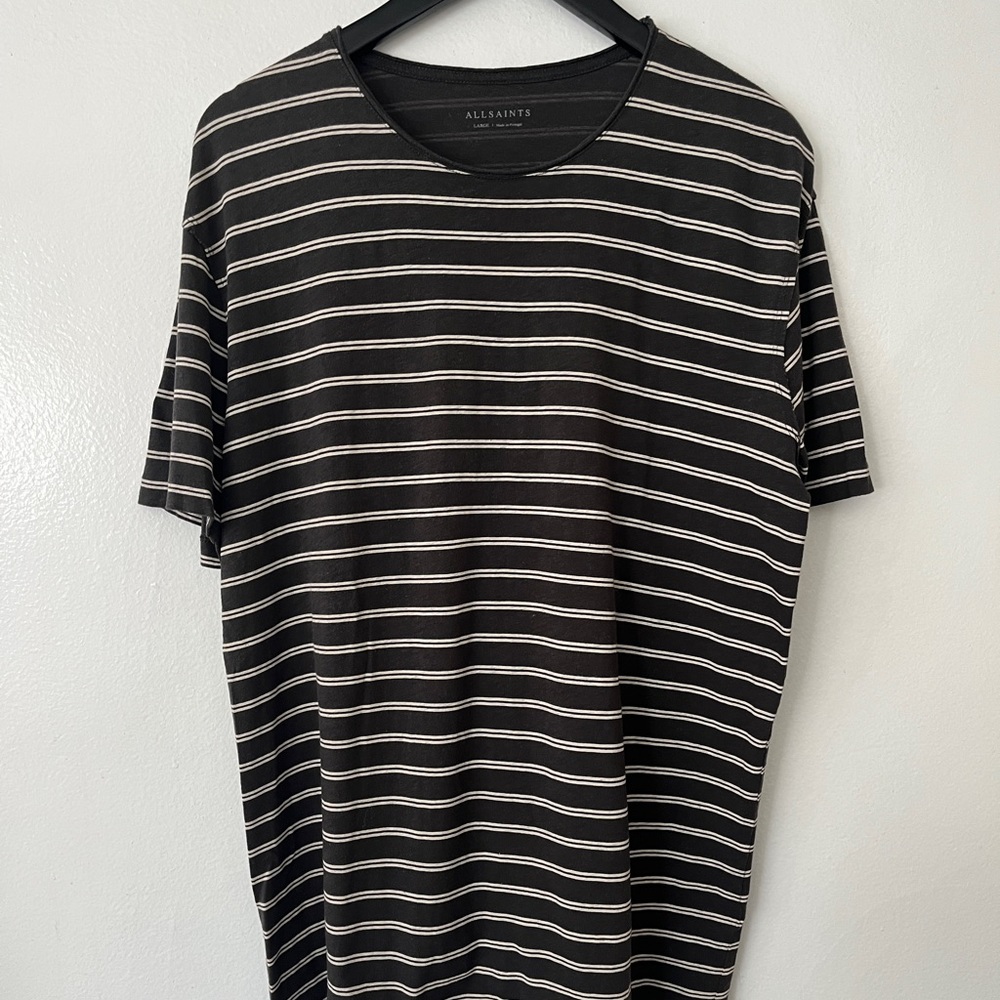 AllSaints Striped T-Shirt Crew Figure